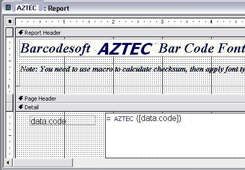 aztec bar code macro