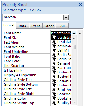 GS1 databar barcode font