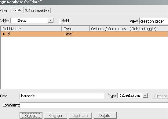 código de barras de la base de datos de FileMaker