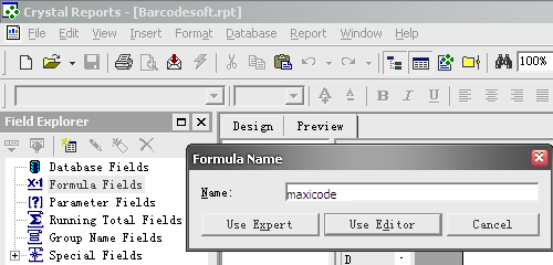 código de barras MaxiCode Crystal Reports fórmula