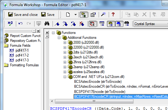 PDF417 code à barres rapports UFL de cristal