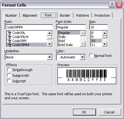 code39 barcode font