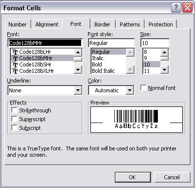 code128 barcode font