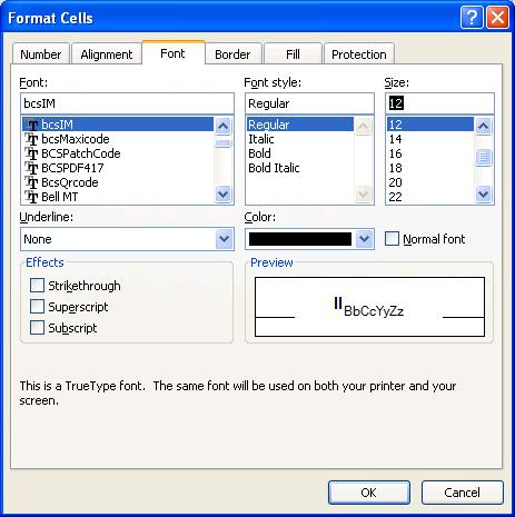 intelligent Barcode Font mail