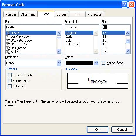 intelligent mail barcode font