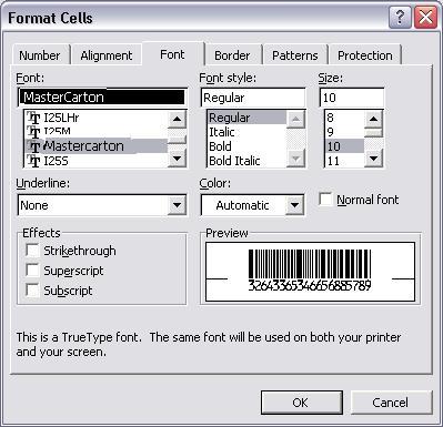 master carton barcode font