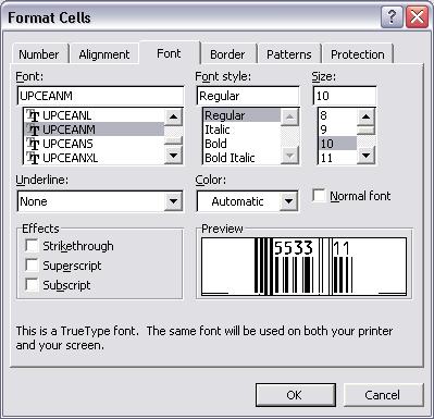 upca ean13 barcode font