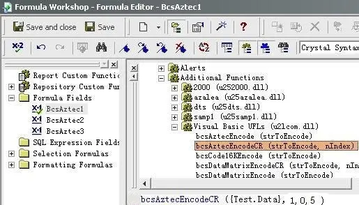Aztec Code crystal reports UFL