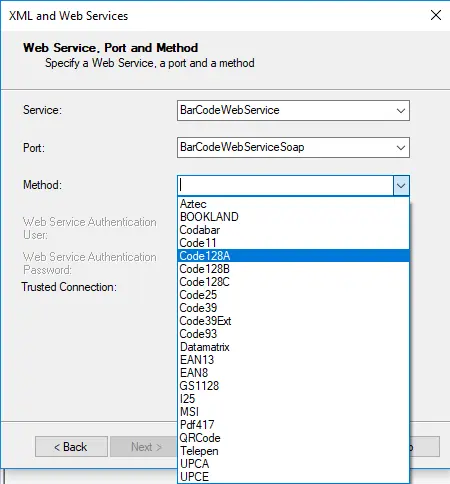 aztec code crystal report web service