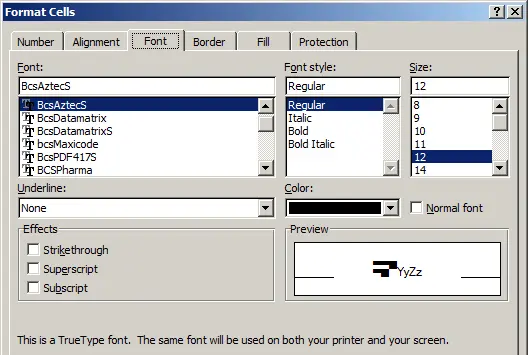 excel Aztec font
