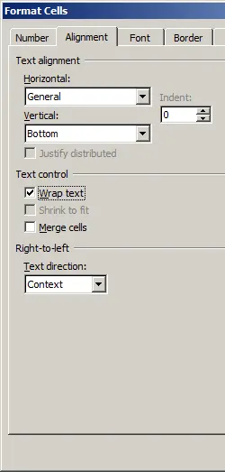 Alignment Wrap Text