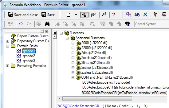 qrcode create formula crystal reports